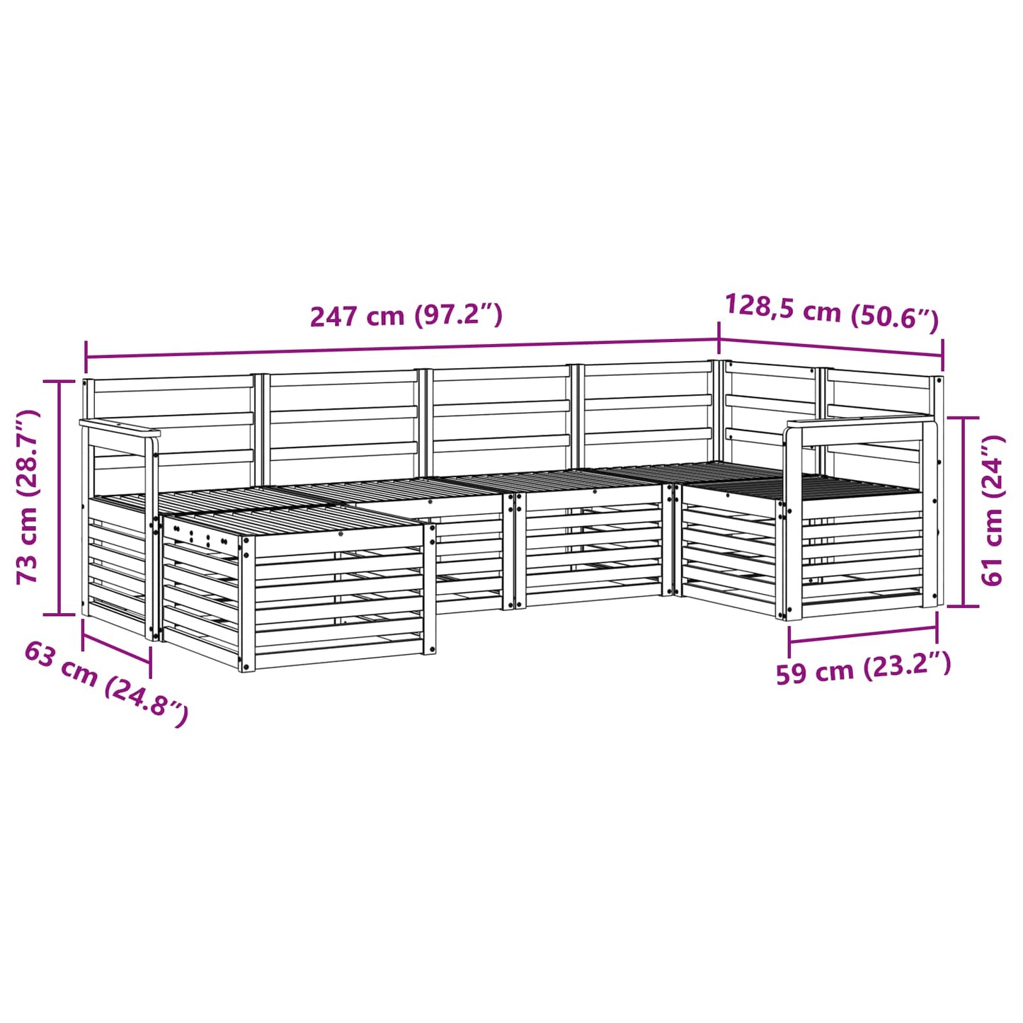 Set divano sezionale 6 pcs Naturale | homemem39