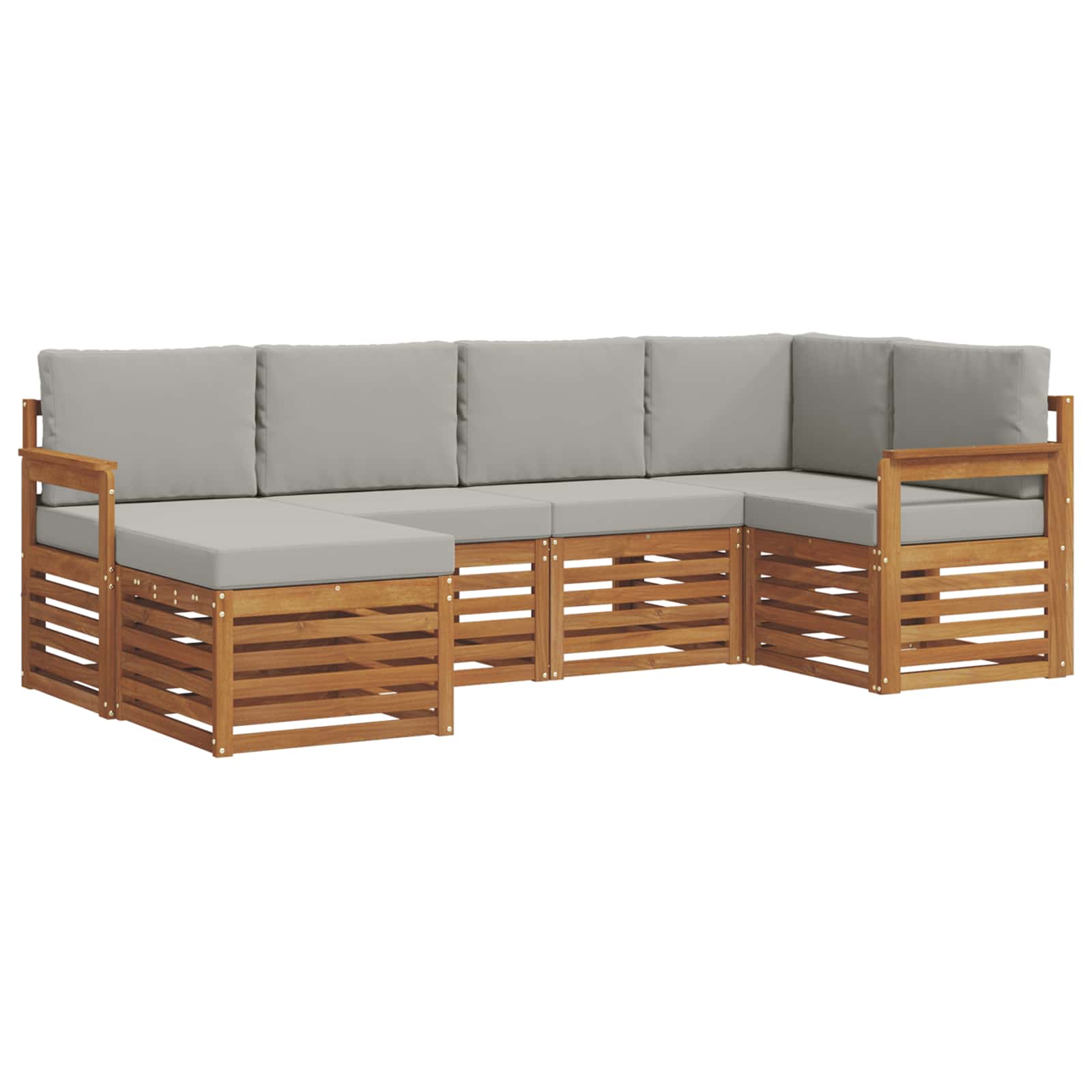 Set divano sezionale con cuscino 6 pcs Grigio Naturale e Chiaro | homemem39