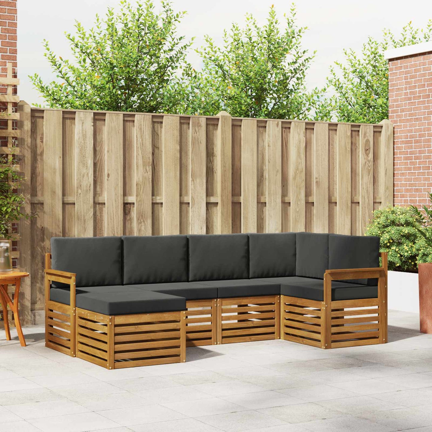 Set divano sezionale con cuscino 6 pcs Naturale e Antracite | homemem39