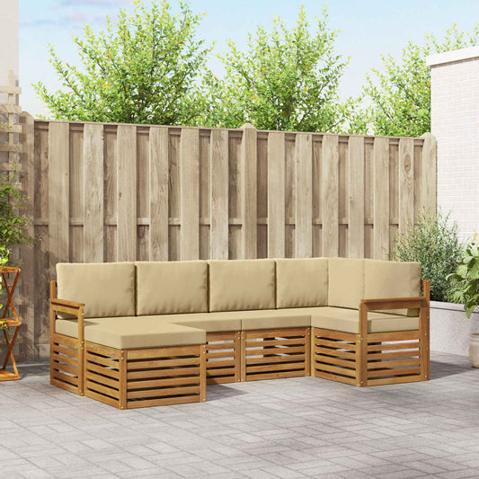 Set divano sezionale con cuscino 6 pcs Naturale e Beige