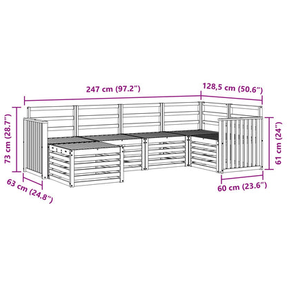 Set divano sezionale 6 pcs Naturale Legno di Acacia Massello