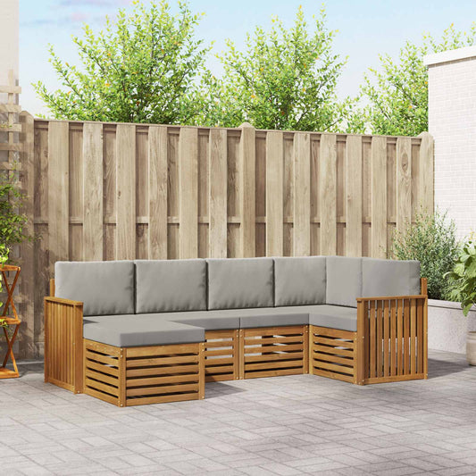 Set divano sezionale con cuscino 6 pcs Grigio Naturale e Chiaro