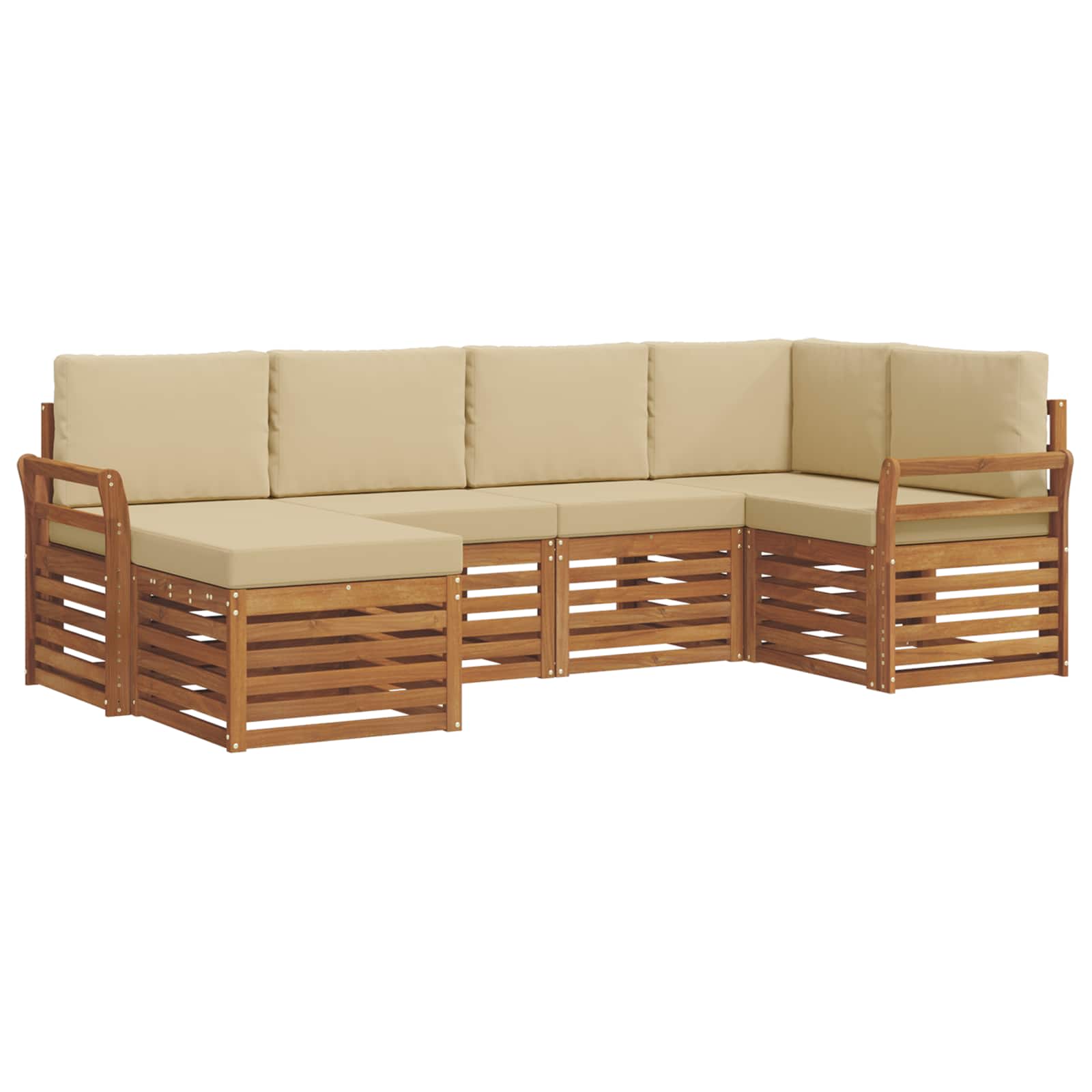 Set divano sezionale con cuscino 6 pcs Naturale e Beige | homemem39