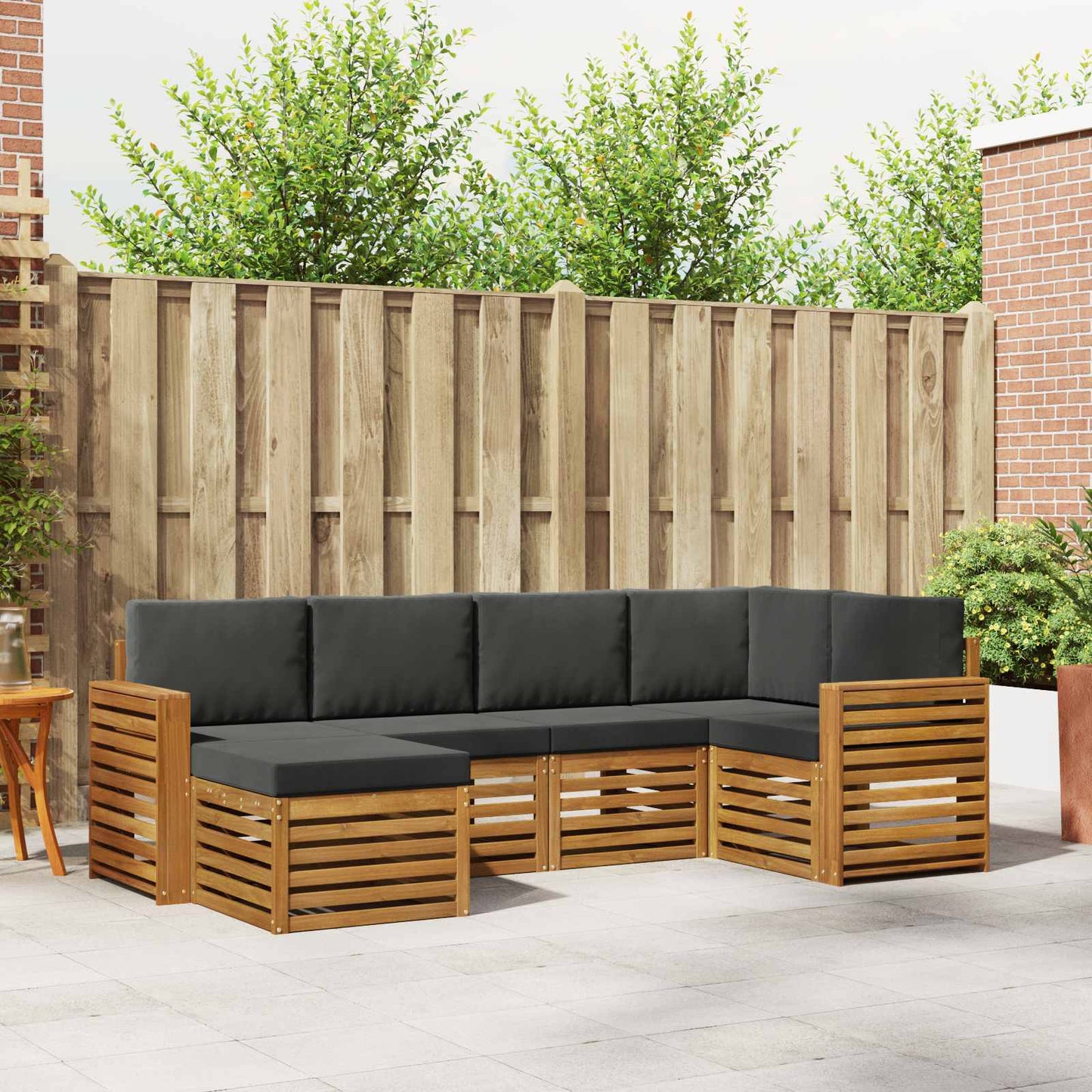 Set divano sezionale con cuscino 6 pcs Naturale e Antracite | homemem39