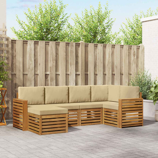 Set divano sezionale con cuscino 6 pcs Naturale e Beige