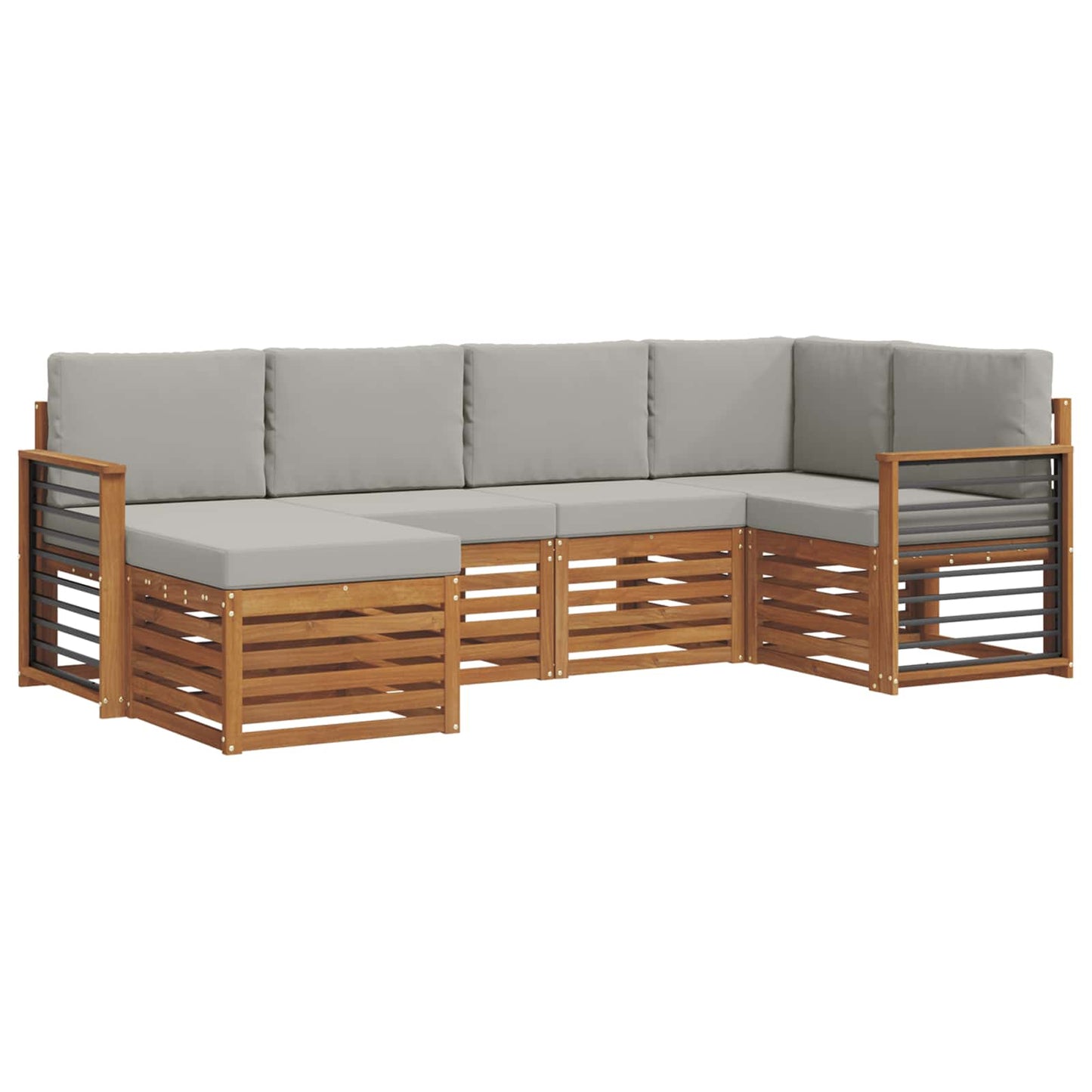Set divano sezionale con cuscino 6 pcs Grigio Naturale e Chiaro | homemem39
