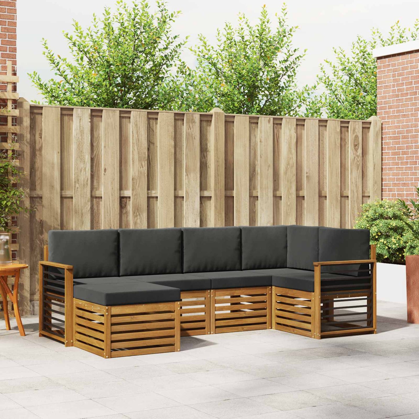 Set divano sezionale con cuscino 6 pcs Naturale e Antracite