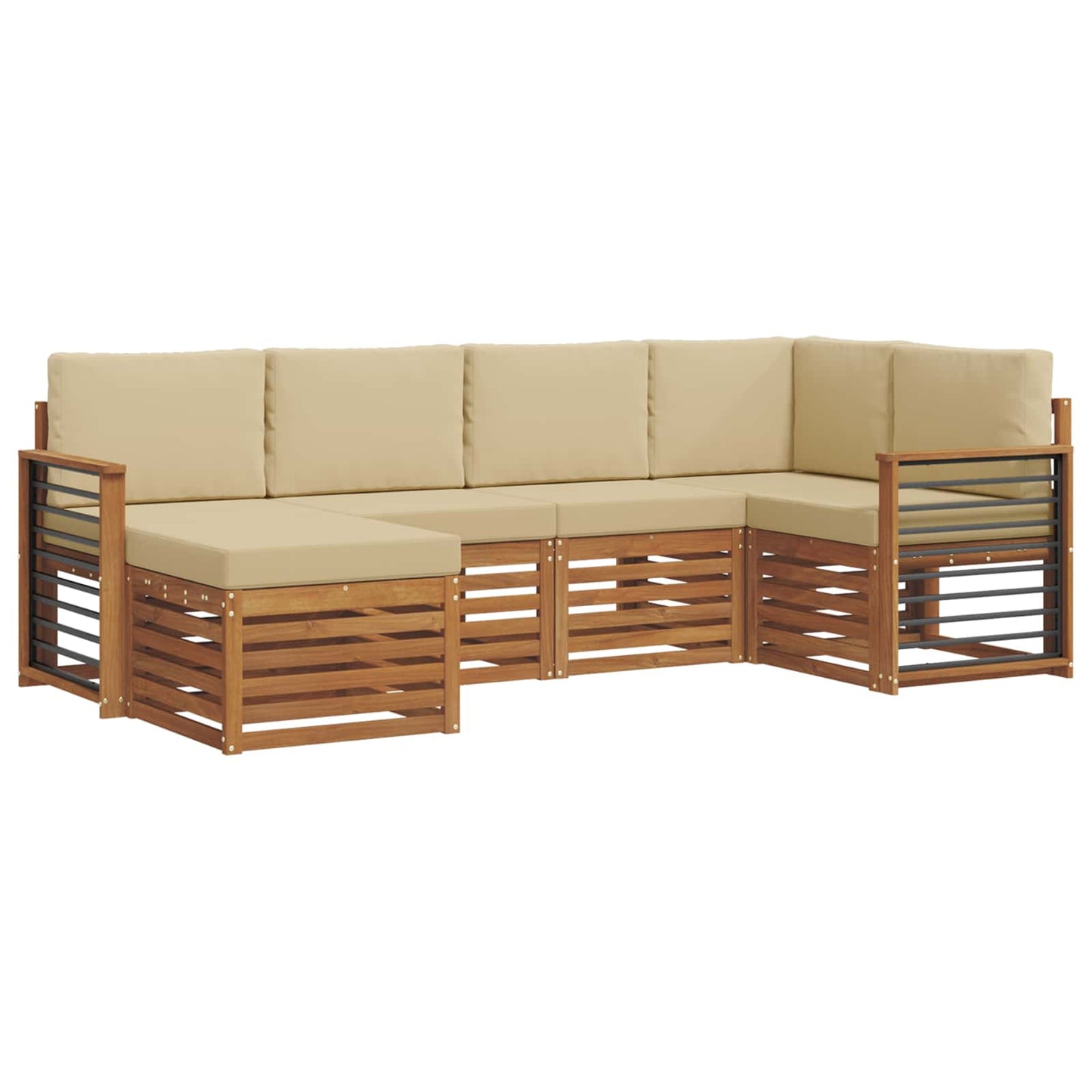 Set divano sezionale con cuscino 6 pcs Naturale e Beige
