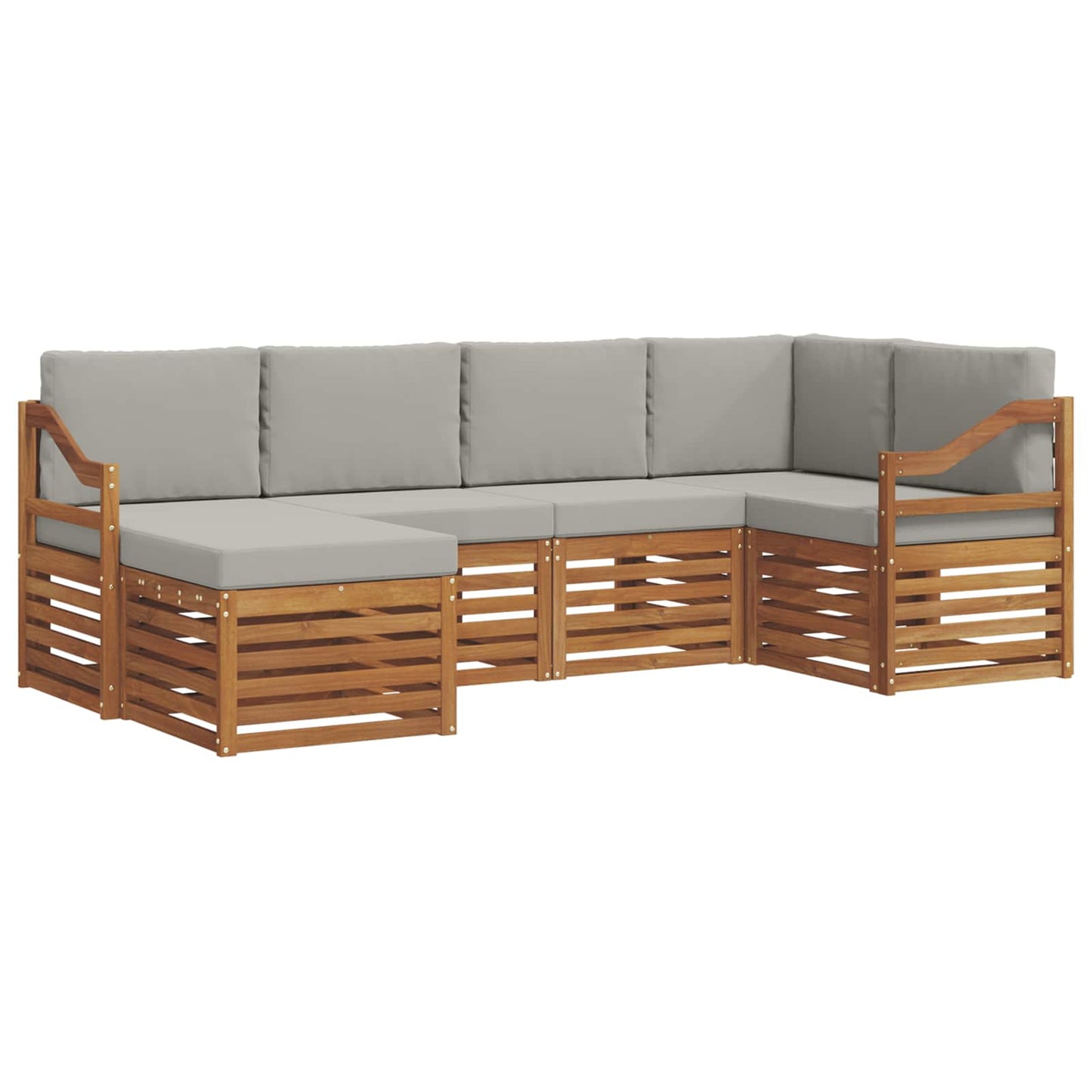 Set divano sezionale con cuscino 6 pcs Grigio Naturale e Chiaro | homemem39