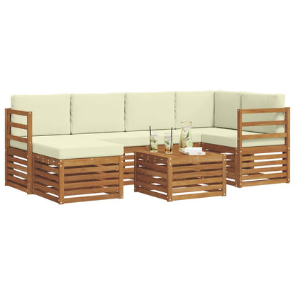 Set divano sezionale con cuscino 7 pcs Naturale e Crema | homemem39