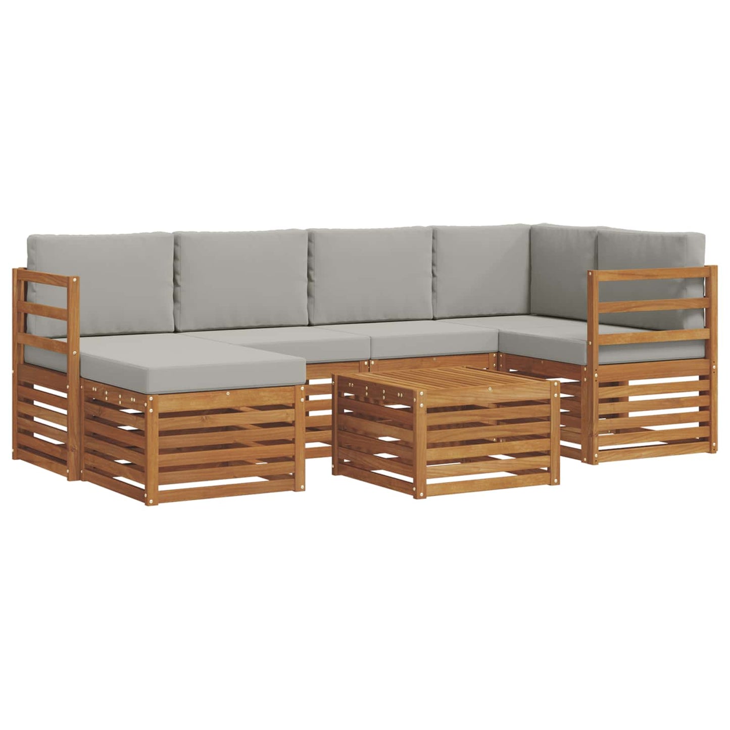 Set divano sezionale con cuscino 7 pcs Grigio Naturale e Chiaro