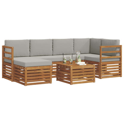 Set divano sezionale con cuscino 7 pcs Grigio Naturale e Chiaro