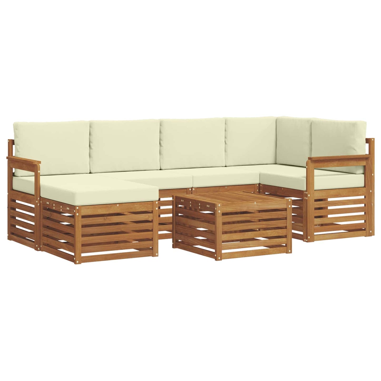 Set divano sezionale con cuscino 7 pcs Naturale e Crema | homemem39