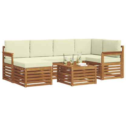 Set divano sezionale con cuscino 7 pcs Naturale e Crema | homemem39