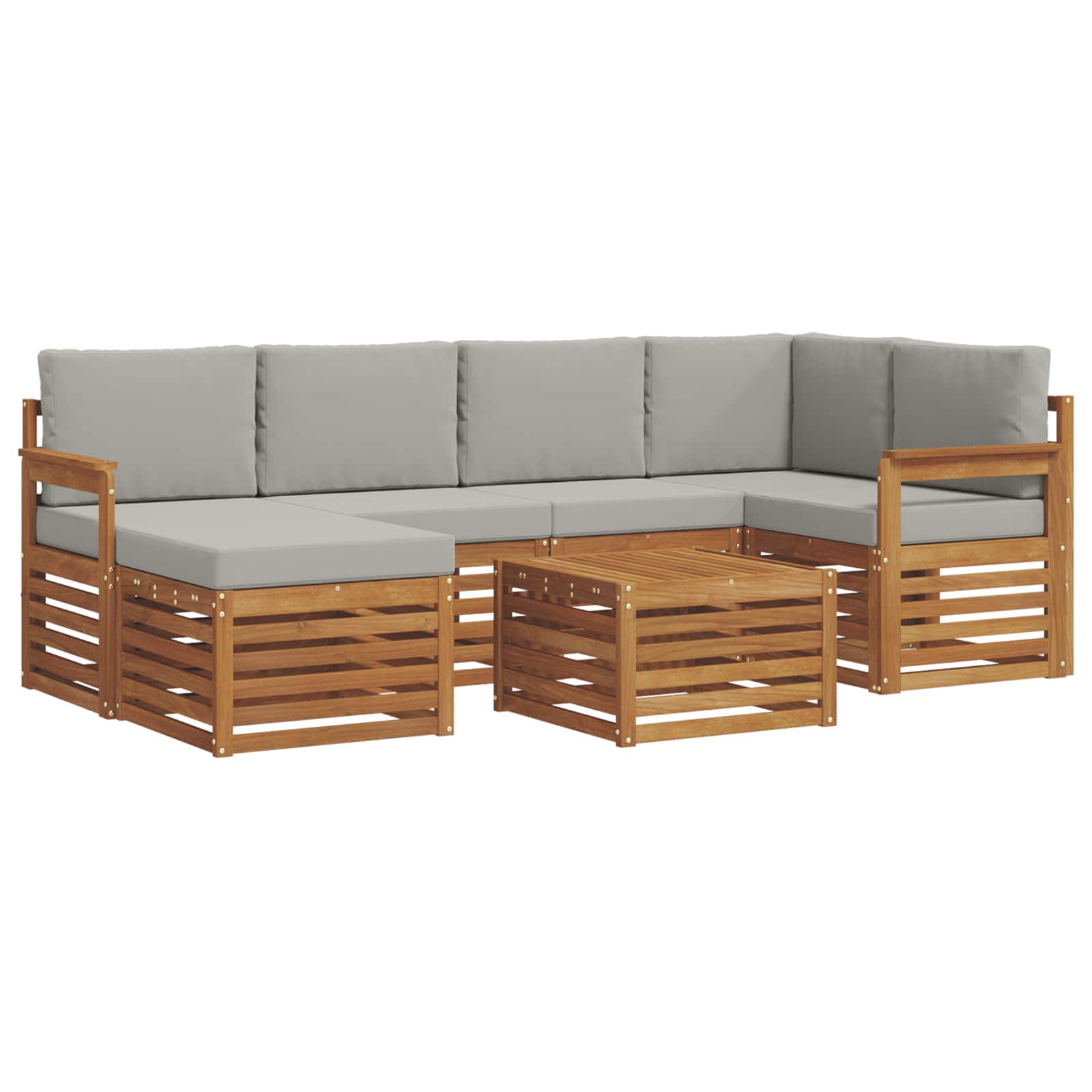 Set divano sezionale con cuscino 7 pcs Grigio Naturale e Chiaro | homemem39