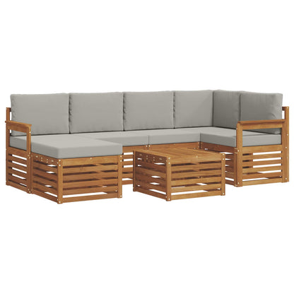 Set divano sezionale con cuscino 7 pcs Grigio Naturale e Chiaro | homemem39