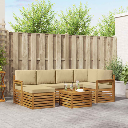 Set divano sezionale con cuscino 7 pcs Naturale e Beige | homemem39