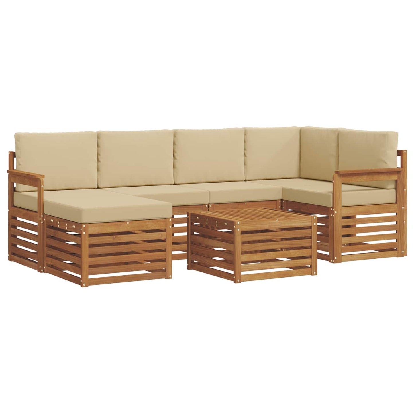 Set divano sezionale con cuscino 7 pcs Naturale e Beige