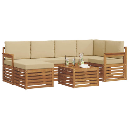 Set divano sezionale con cuscino 7 pcs Naturale e Beige | homemem39