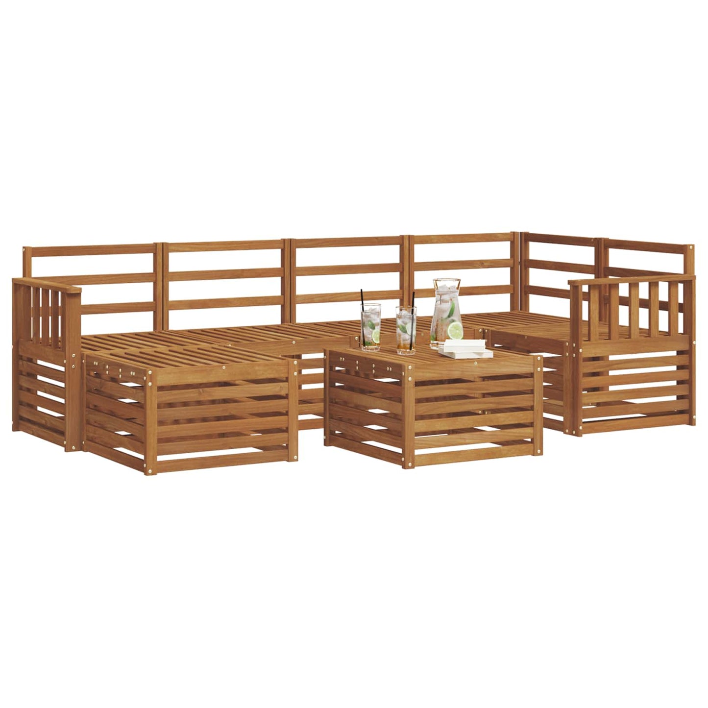 Set divano sezionale 7 pcs Naturale Legno di Acacia Massello | homemem39