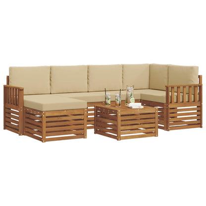 Set divano sezionale con cuscino 7 pcs Naturale e Beige