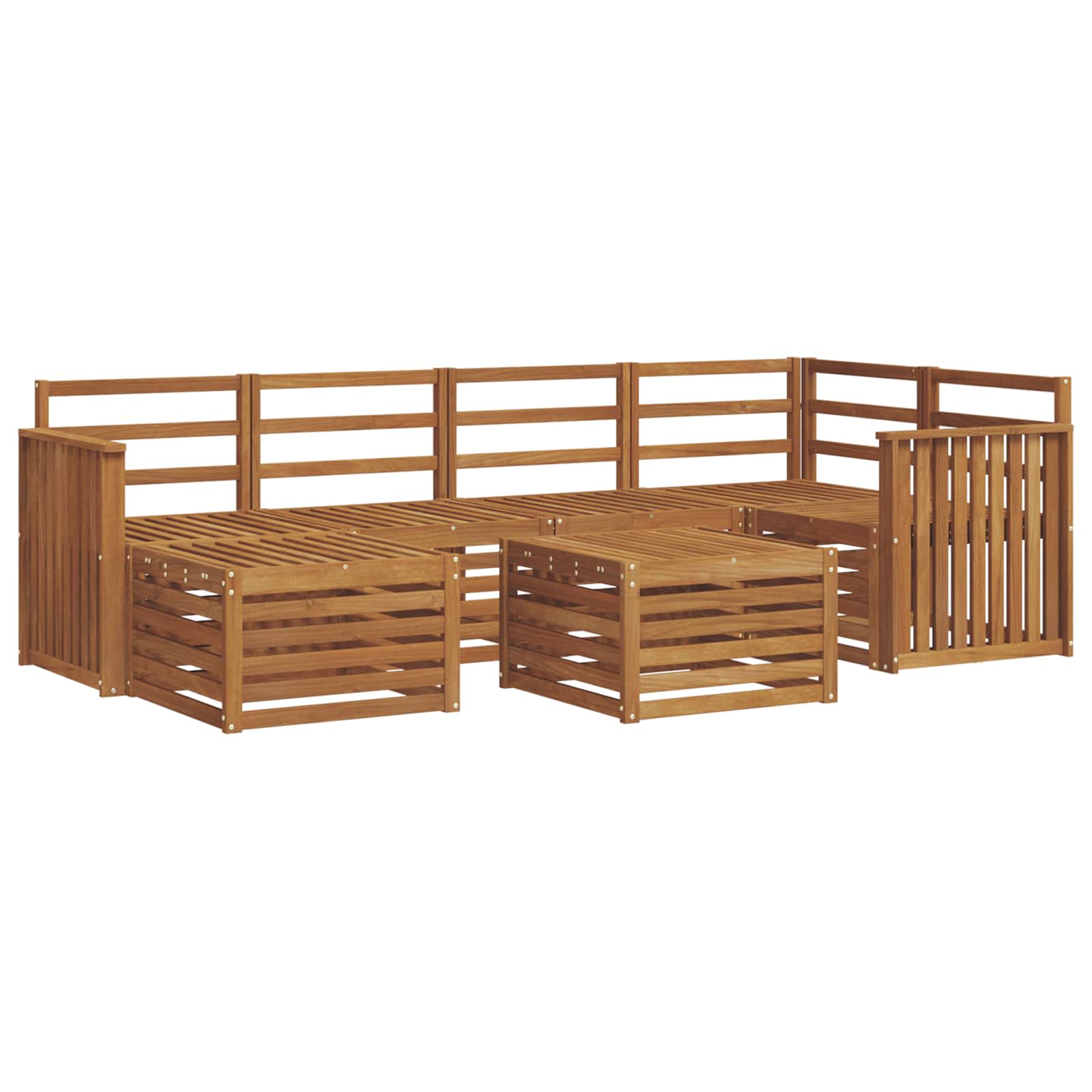 Set divano sezionale 7 pcs Naturale Legno di Acacia Massello | homemem39