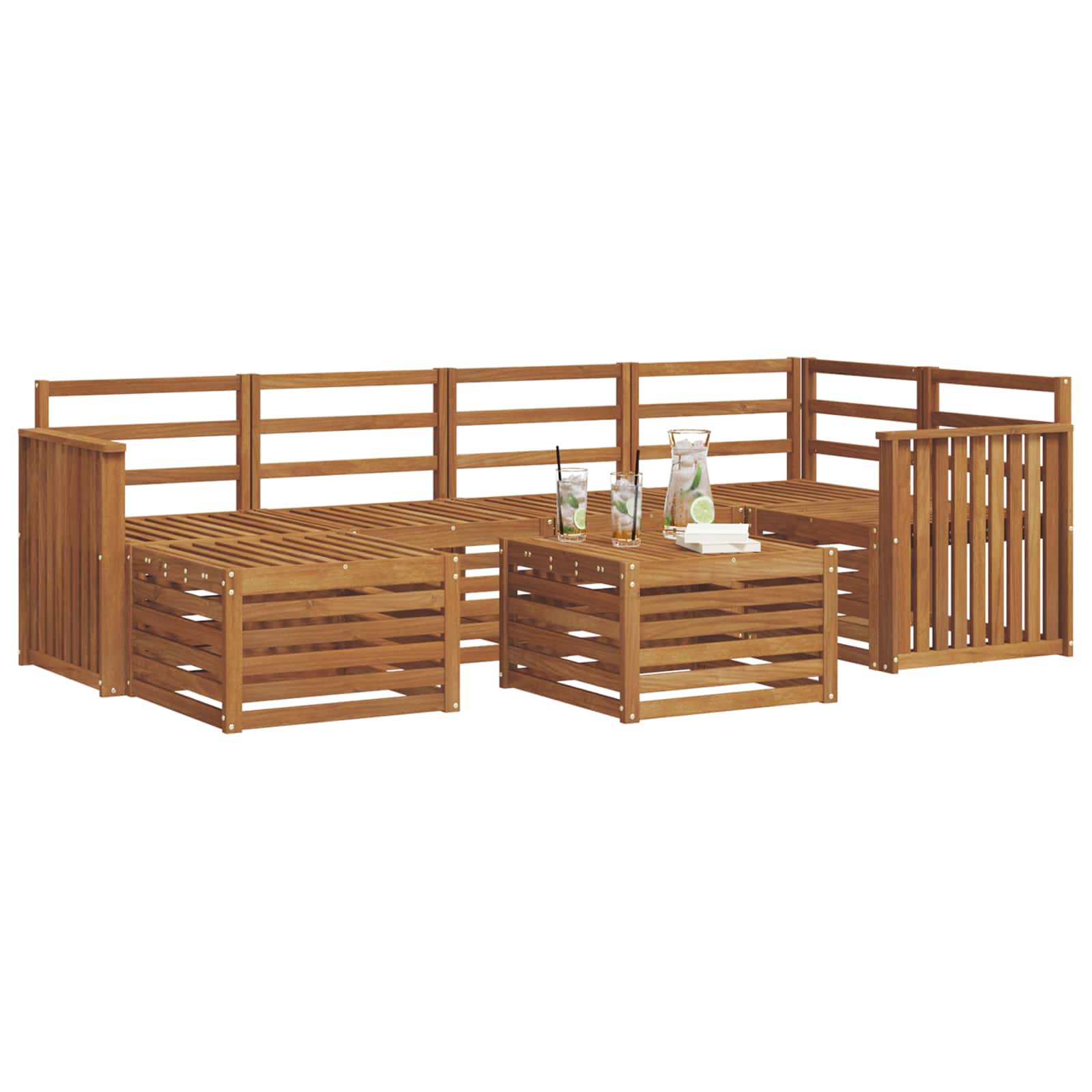 Set divano sezionale 7 pcs Naturale Legno di Acacia Massello | homemem39