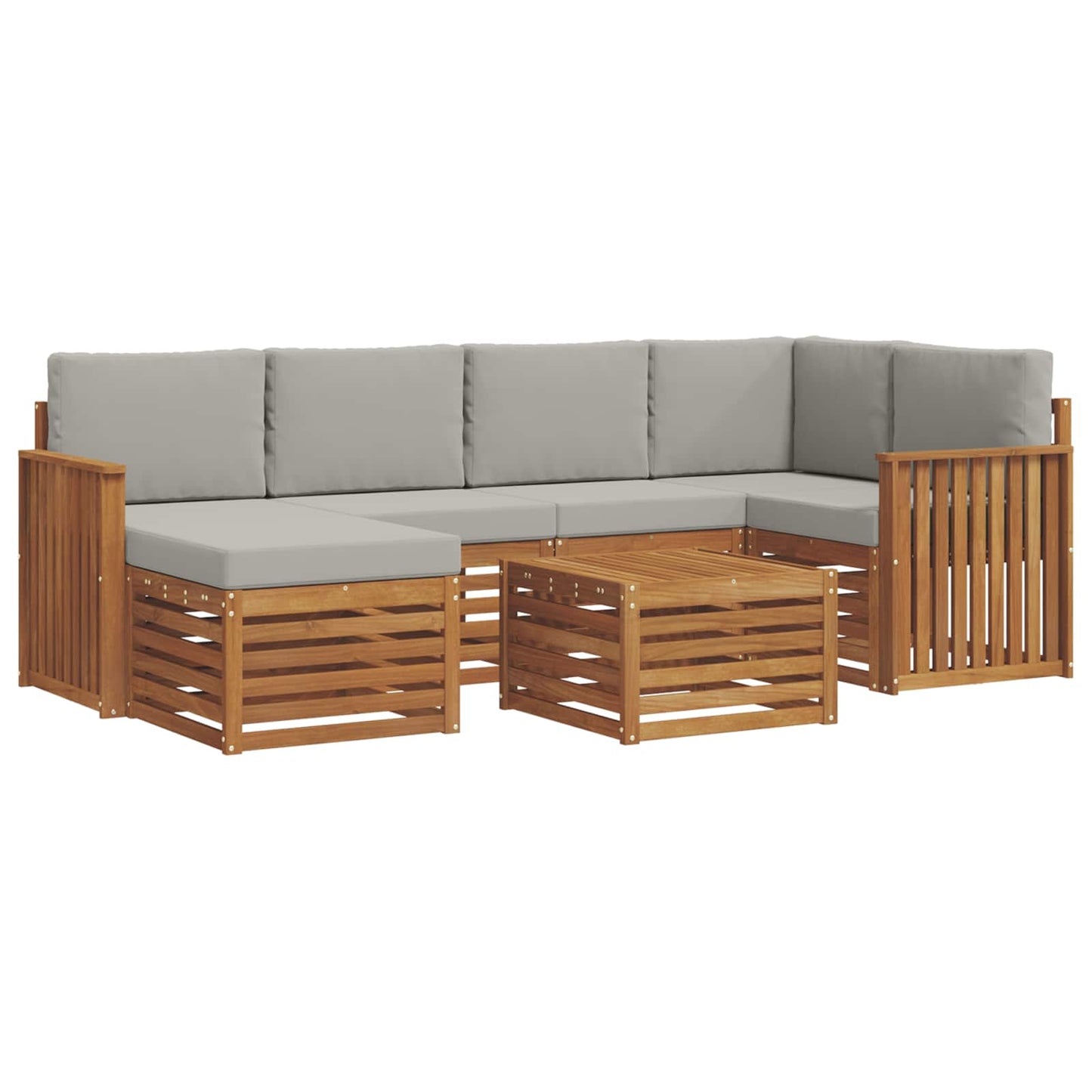 Set divano sezionale con cuscino 7 pcs Grigio Naturale e Chiaro