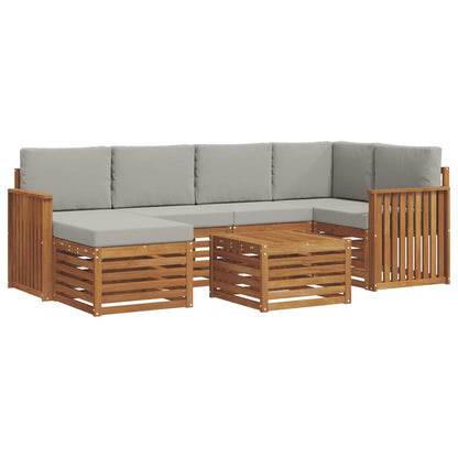 Set divano sezionale con cuscino 7 pcs Grigio Naturale e Chiaro