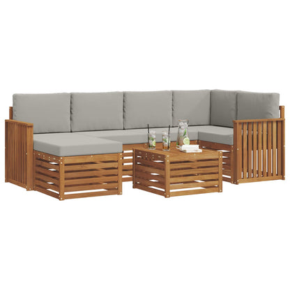 Set divano sezionale con cuscino 7 pcs Grigio Naturale e Chiaro