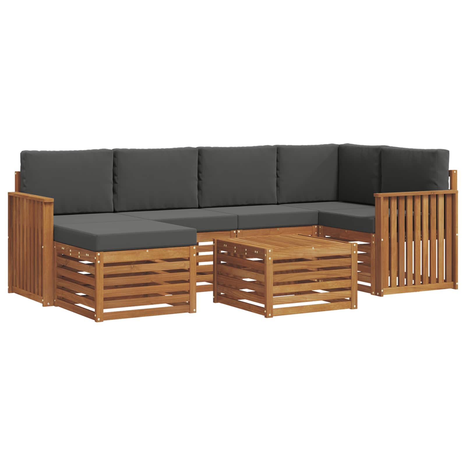 Set divano sezionale con cuscino 7 pcs Naturale e Antracite | homemem39