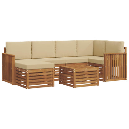 Set divano sezionale con cuscino 7 pcs Naturale e Beige