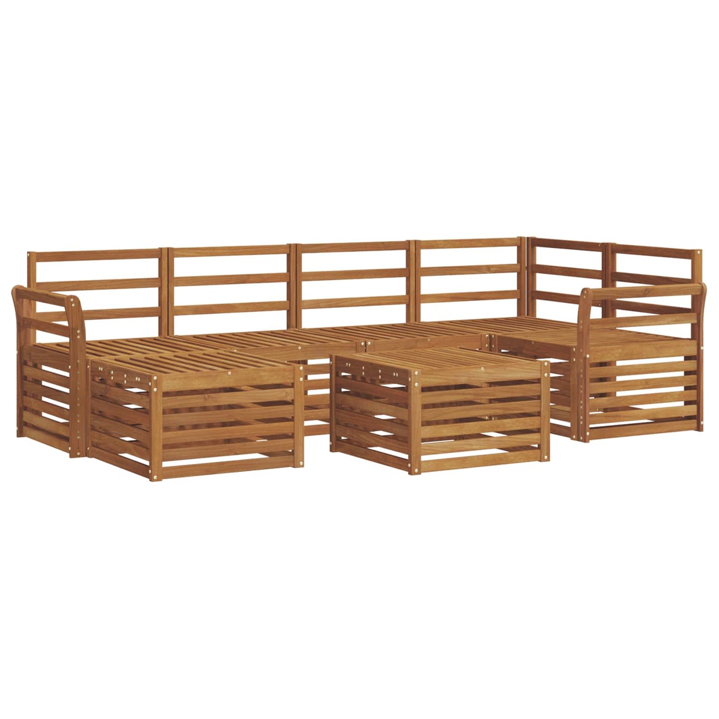 Set divano sezionale 7 pcs Naturale Legno di Acacia Massello | homemem39