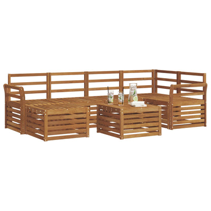 Set divano sezionale 7 pcs Naturale Legno di Acacia Massello | homemem39
