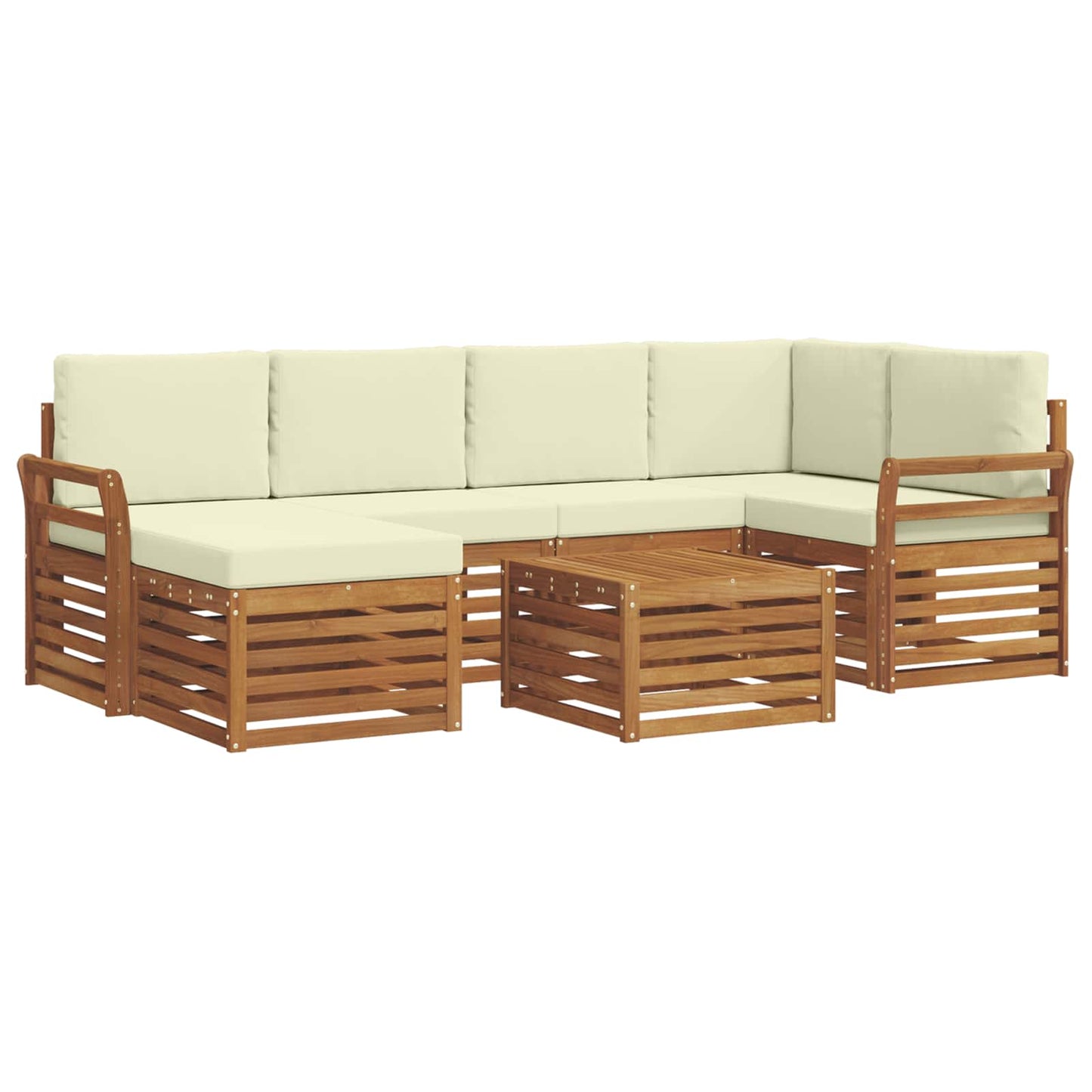 Set divano sezionale con cuscino 7 pcs Naturale e Crema