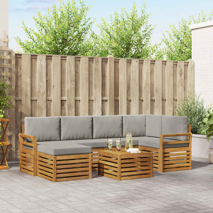 Set divano sezionale con cuscino 7 pcs Grigio Naturale e Chiaro