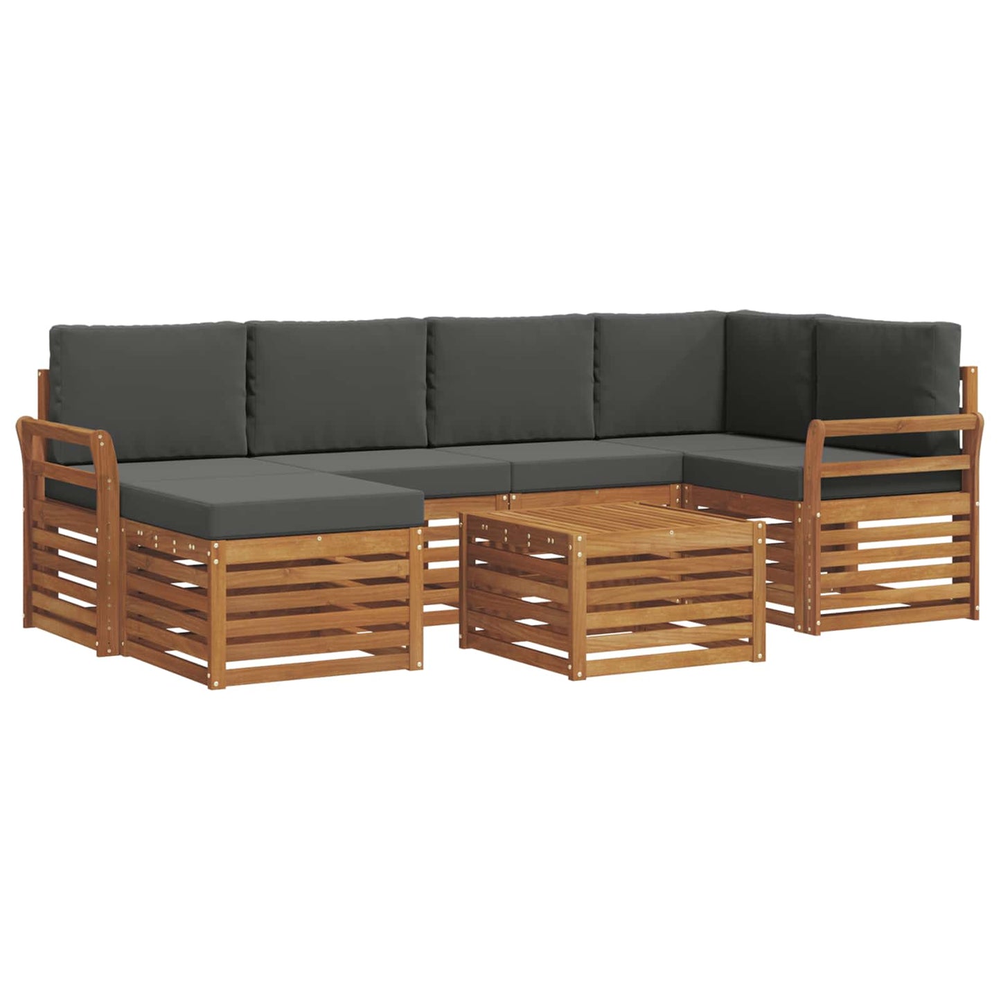 Set divano sezionale con cuscino 7 pcs Naturale e Antracite | homemem39