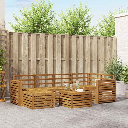 Set divano sezionale 7 pcs Naturale Legno di Acacia Massello