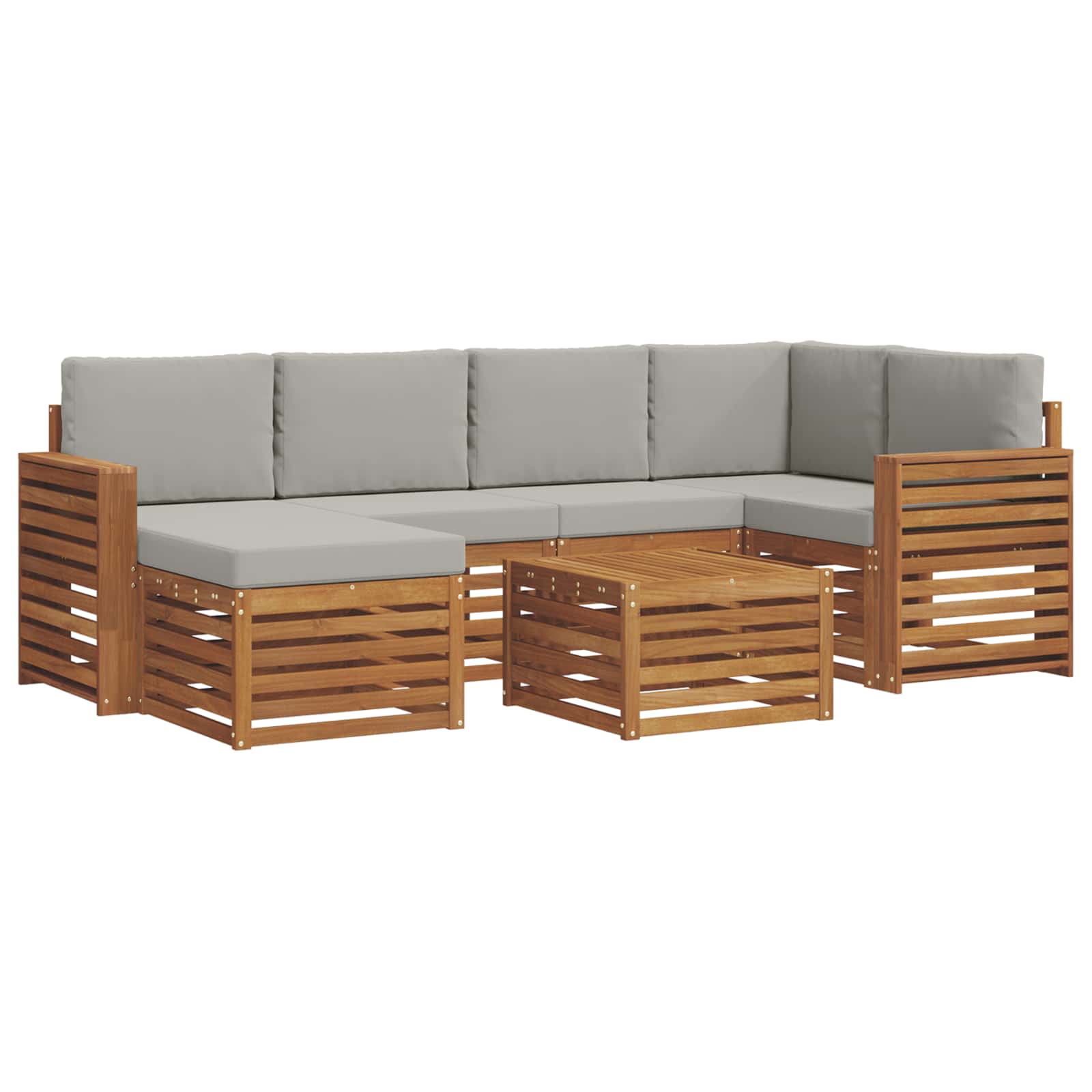 Set divano sezionale con cuscino 7 pcs Grigio Naturale e Chiaro | homemem39