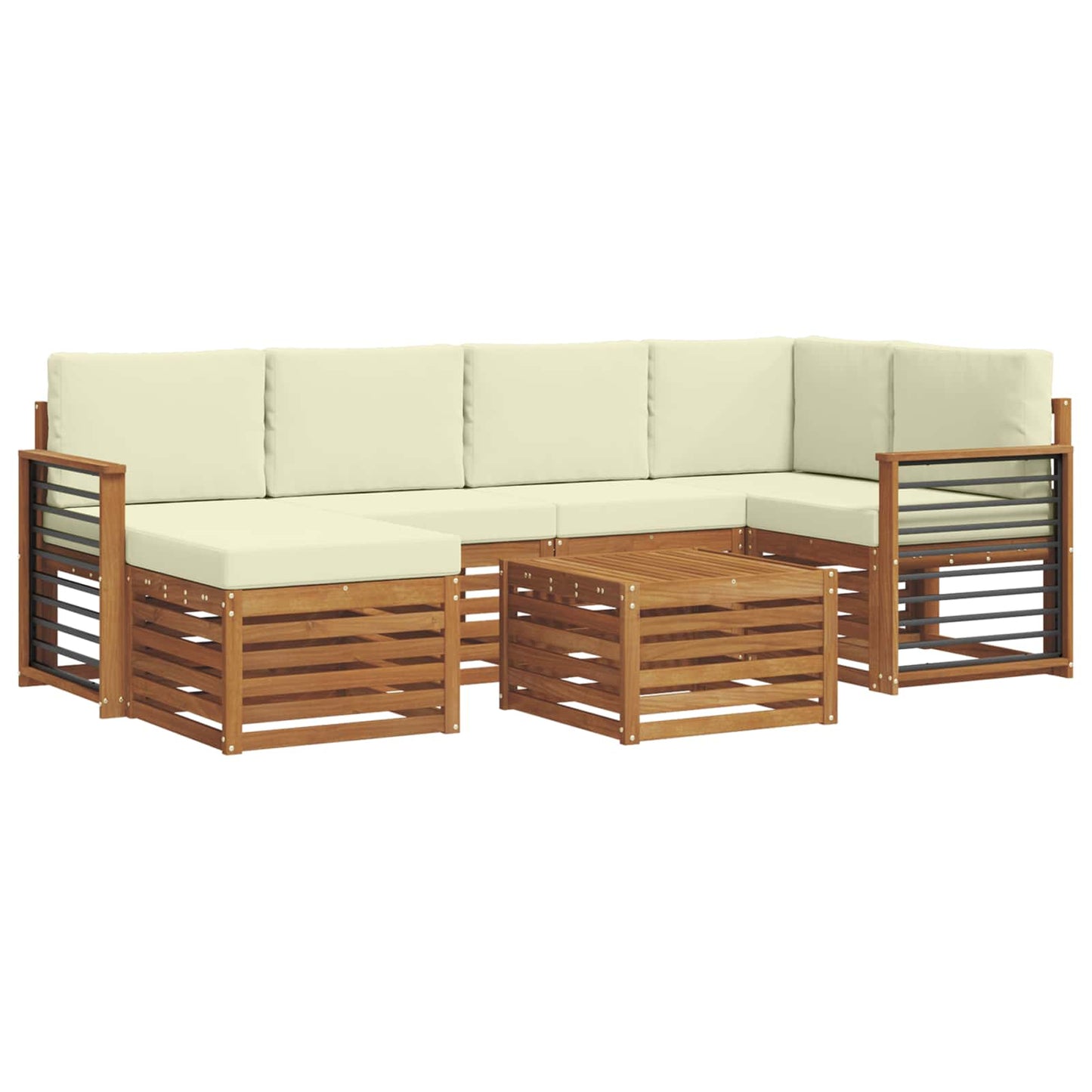 Set divano sezionale con cuscino 7 pcs Naturale e Crema | homemem39