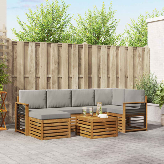 Set divano sezionale con cuscino 7 pcs Grigio Naturale e Chiaro