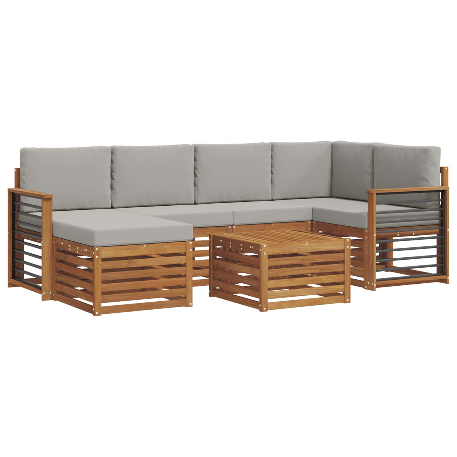 Set divano sezionale con cuscino 7 pcs Grigio Naturale e Chiaro | homemem39