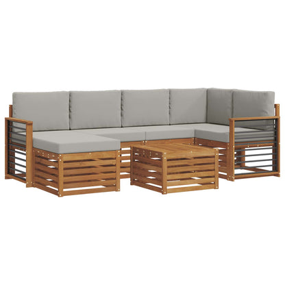 Set divano sezionale con cuscino 7 pcs Grigio Naturale e Chiaro | homemem39
