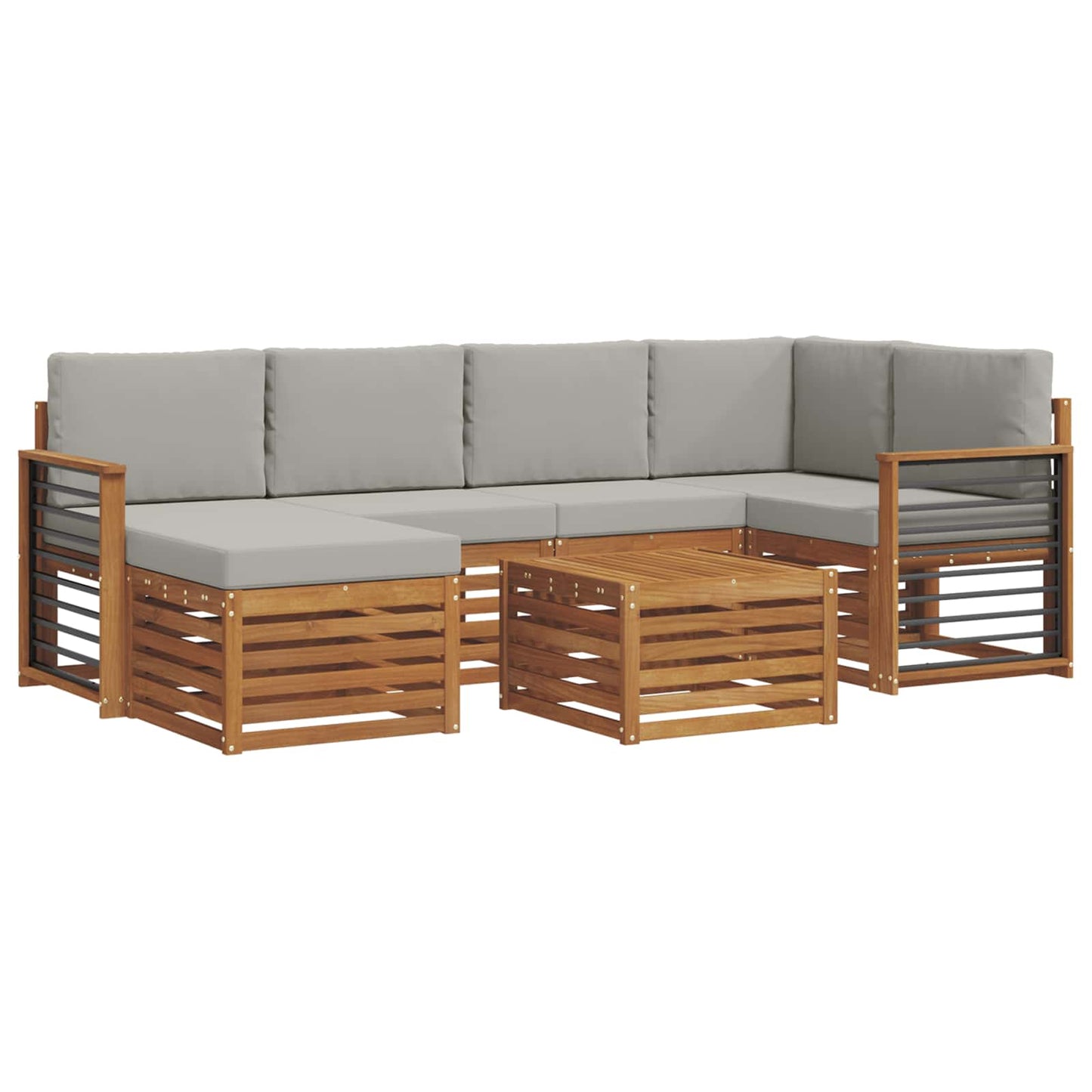 Set divano sezionale con cuscino 7 pcs Grigio Naturale e Chiaro