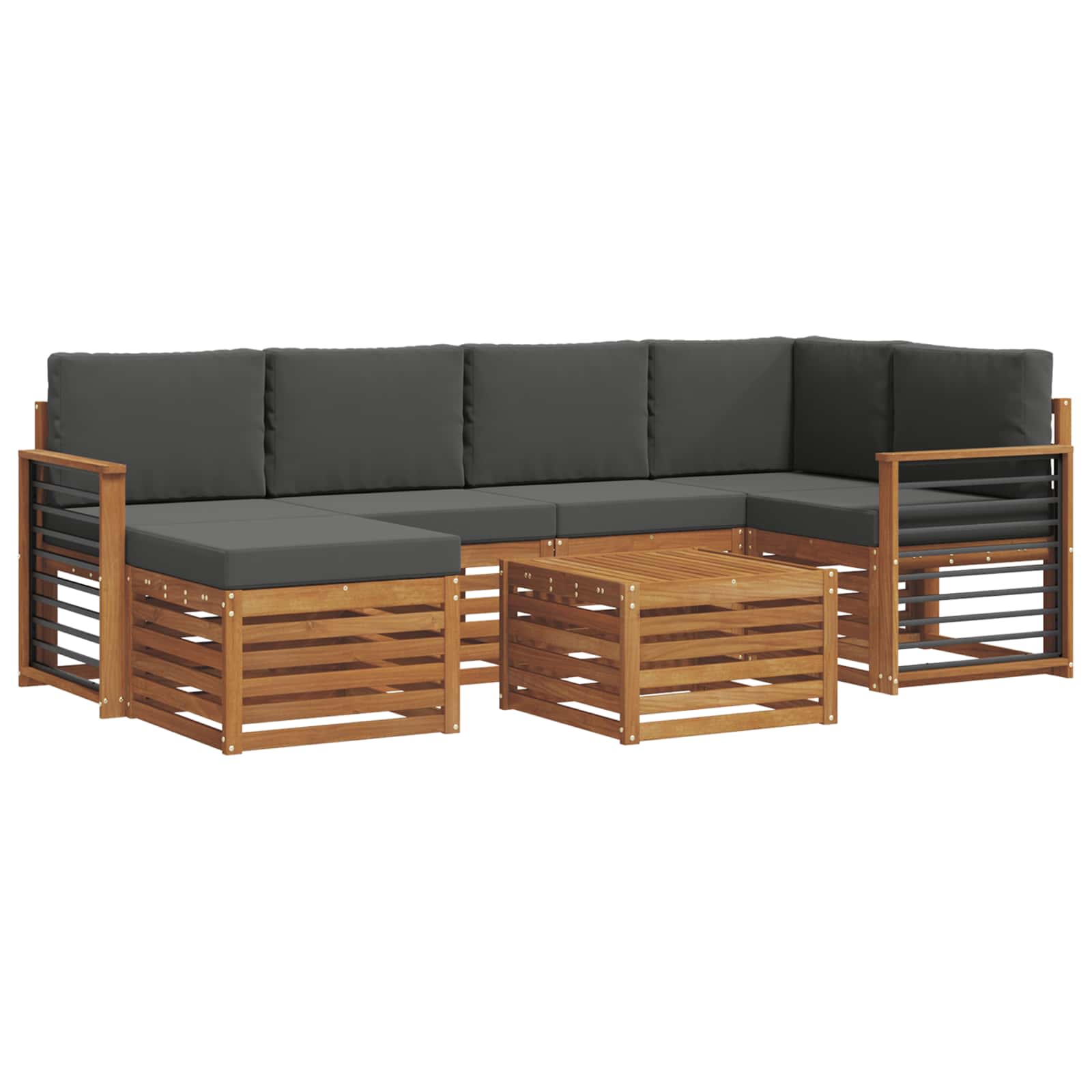 Set divano sezionale con cuscino 7 pcs Naturale e Antracite | homemem39
