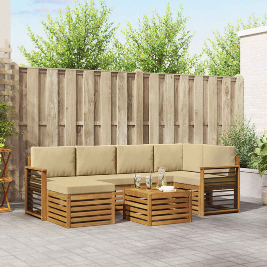 Set divano sezionale con cuscino 7 pcs Naturale e Beige