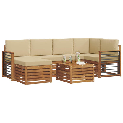 Set divano sezionale con cuscino 7 pcs Naturale e Beige | homemem39