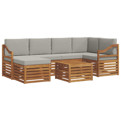 Set divano sezionale con cuscino 7 pcs Grigio Naturale e Chiaro | homemem39