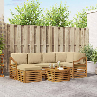 Set divano sezionale con cuscino 7 pcs Naturale e Beige