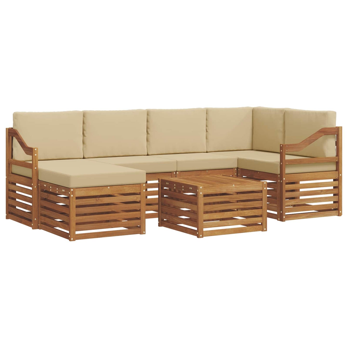 Set divano sezionale con cuscino 7 pcs Naturale e Beige